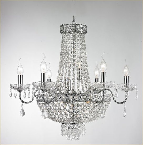 Lustre de cristal clássico Prince cromado com cristais transparentes para sala de jantar Lustres Gênesis loja online de Lustres e Iluminação Decorativa